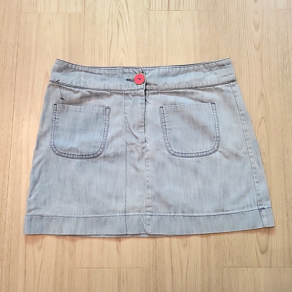 Joules Mini Blue Wash Denim Skirt Front Pockets Size 12 - Picture 1 of 9